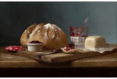 Sarah Lamb, "Bonne Maman and Butter," Oil on Canvas, 17 x 26 in