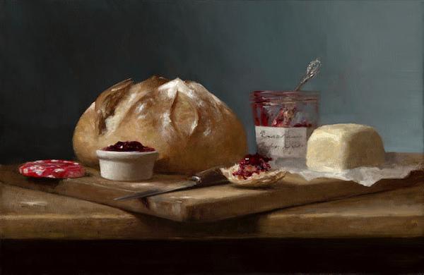 Sarah Lamb, "Bonne Maman and Butter," Oil on Canvas, 17 x 26 in