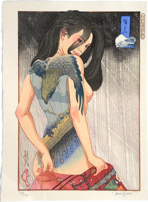 Paul Binnie "A Hundred Shades of Ink of Edo: Hiroshige’s Edo" 2015 Woodblock print 16 3/4 by 12 1/8 inches 