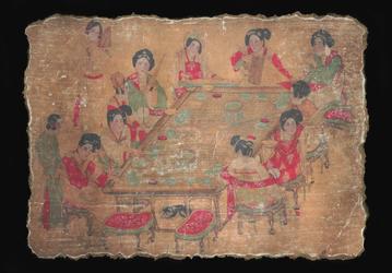 Song Dynasty frescoe after Tang Dynasty artist Zhang Xuan paintng.