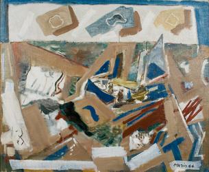 John Marin, Sea and Boat Fantasy, 1944, oil on canvas, 28 x 34 1/2