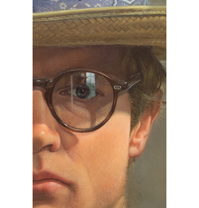 "Self-Portrait with Hat" (detail), 1979-80, oil on panel, 21 1/8 x 16 3/4 inches