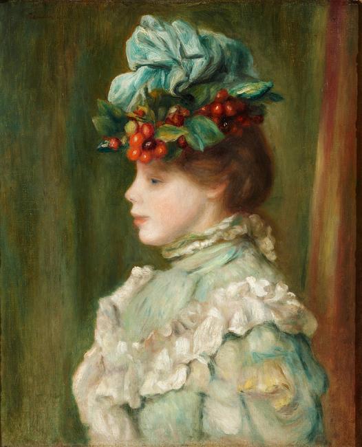 Pierre Auguste Renoir (French, 1841-1919), Girl with Hat with Cherries, 1880.  Oil on canvas.  Colección Duques de Alba