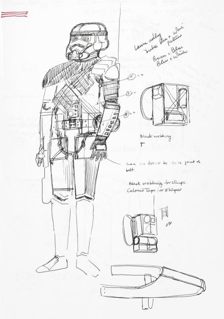 John Mollo’s sketch for a Stormtrooper from Star Wars.  ©Lucasfilm Ltd / John Mollo