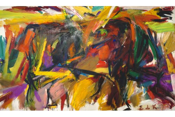 laine de Kooning, Bullfight, 1959.  Oil on canvas; 77-5/8 x 131-1/4 x 1-1/8 in.  Denver Art Museum: Vance H.  Kirkland Acquisition Fund.  Courtesy Mark Borghi Fine Art, New York, NY.  © Elaine de Kooning Trust