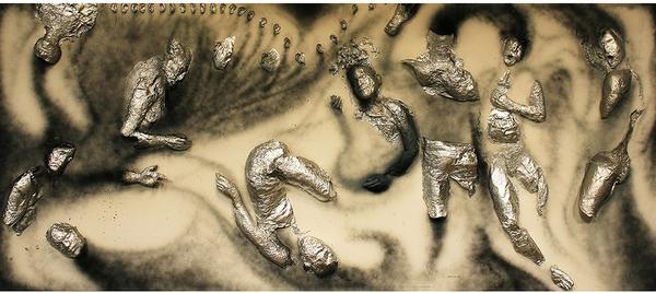 Shubho Saha (Bangladesh) "Impression of Inexpressive Actions".  Mixed media.