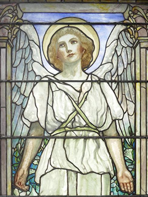 Louis C.  Tiffany, Angel of Resurrection (1899; 90 x 37 inches)