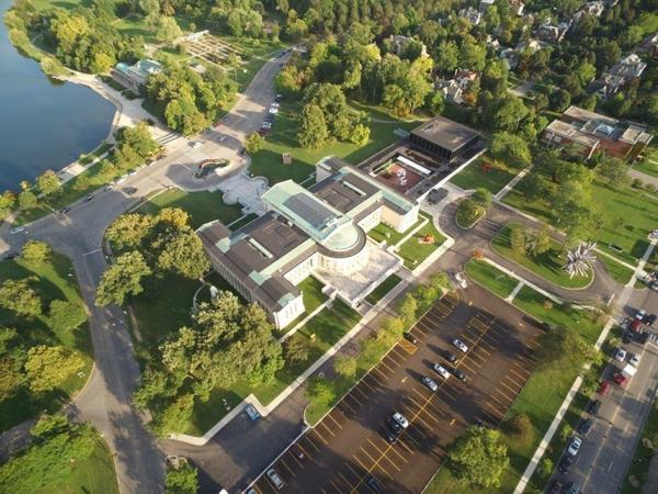 Aerial view of the Albright-Knox Art Gallery's campus.  Photograph by Blake Dawson.