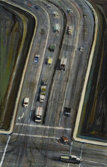 Intersection, Wayne Thiebaud, 1976, oil on canvas board, 17 x 11 in.