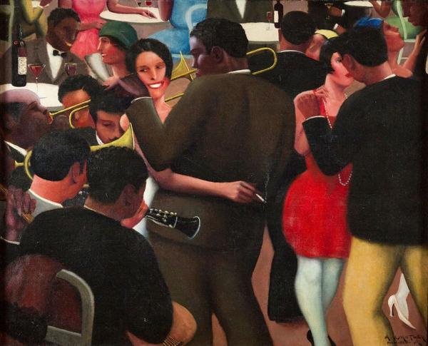 Blues, 1929.  Archibald J.  Motley Jr.  (American, 1891–1981).  Oil on canvas; 91.4 x 106.7 cm.  Collection of Mara Motley, MD, and Valerie Gerrard Browne.  © Valerie Gerrard Browne / Chicago History Museum / Bridgeman Images