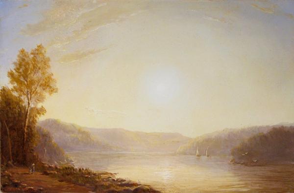 Sunrise over the Hudson River Early Autumn by Lauren Sansaricq (b.  1990).