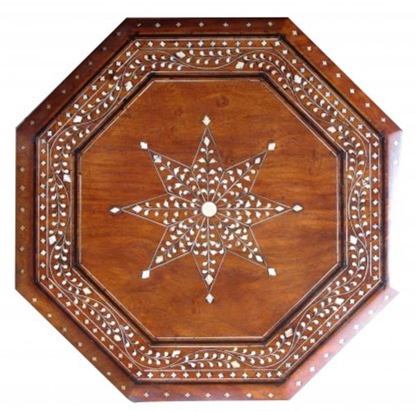 Anglo Indian Inlaid Tea Table, circa 1880, used as a traveling tea table for the English soldiers in India.