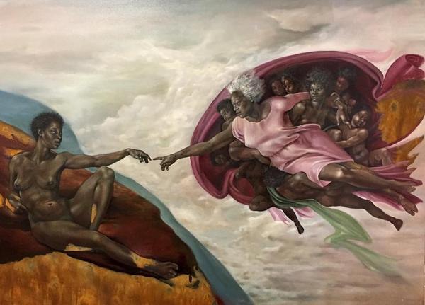 Harmonia Rosales, Version of Michelangelo's The Creation of Adam.