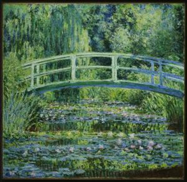 Claude Monet, Water Lilies and Japanese Bridge, 1899.  Oil paint on canvas; 35-5/8 x 35-5/16 in.  Princeton University Art Museum: From the Collection of William Church Osborn, Class of 1883, trustee of Princeton University (1914-1951), president of the Metropolitan Museum of Art (1941-1947); given by his family, 1972-15.  Image courtesy Princeton University Art Museum.