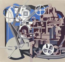 Charles Sheeler, Meta-Mold, 1952.  Oil on canvas, 25 1/4 x 31 inches, signed and dated lower right.