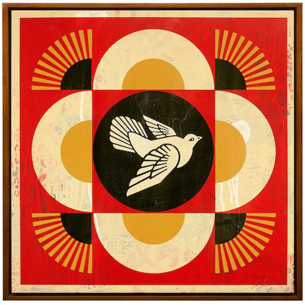 Shepard Fairey, Dove Geometric (red)