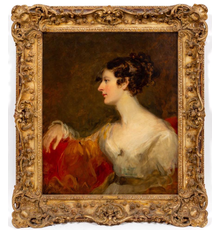 Oil on canvas Portrait of Miss Kent by Sir Thomas Lawrence (British, 1769-1830), apparently unsigned and measuring 30 ¼ inches by 25 inches (est.  $8,000-$12,000).