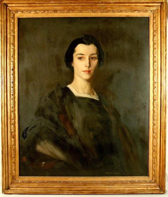 Oil on canvas portrait of Eleanor Slater by American artist Robert Henri, dated 1911.