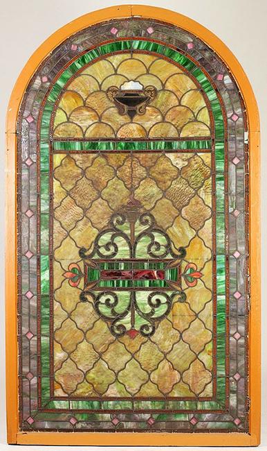 This fine 19th century stained and leaded glass window in the original frame will be sold at auction Jan.  17 in Aberdeen, Miss.