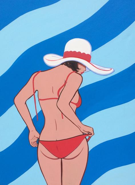 Marjorie Strider, You Can Leave Your Hat On, 72 x 48, acrylic on canvas