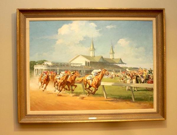 Original oil painting depicting the 1914 Kentucky Derby, done in 1963 by Haddon Sundblom.