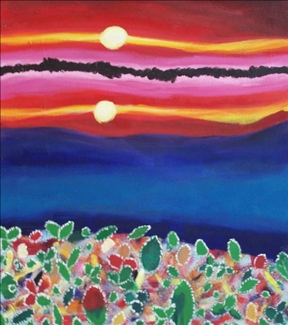 Marianne Fernandez.  Sunset Acrylic on Canvas 25.5" x 22.5"