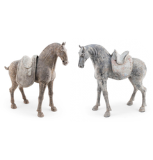 Pair of Tang Dynasty pottery horses, Lot 750 in Eldred's Asian Art Auction running September 22-24.  