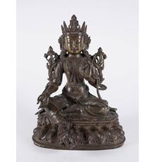 Parcel Gilt Bronze Figure of Tara, Ming/Qing Dynasty