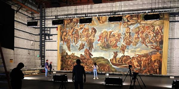 Backdrop replicating Michelangelo’s “The Last Judgement,” made for Metro - Goldwyn - Mayer Studios’ film The Shoes of the Fisherman (1968).  Courtesy of the Art Directors Guild Archives; JC Backings; and Melinda Sue Gordon, Society of Motion Picture Still Photographers