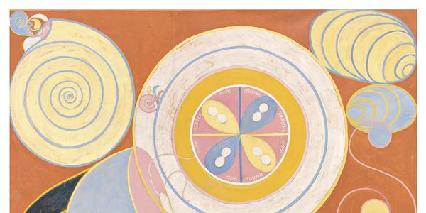 Hilma af Klint The Ten Largest, Group IV, No.  3, Youth, 1907, tempera on paper mounted on canvas, 330 x 248 cm.  By courtesy of the Hilma af Klint Foundation HAK104 Photo: The Moderna Museet, Stockholm, Sweden