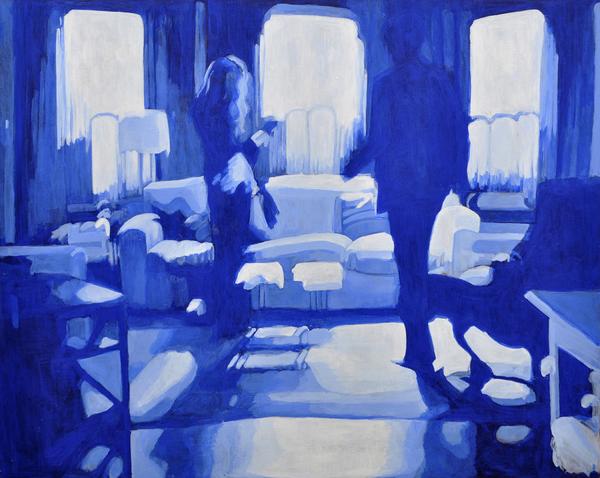 Viviane Silvera, Therapy No.  9 (Cobalt Blue, Silhouettes), Acrylic on canvas, 48” x 60”