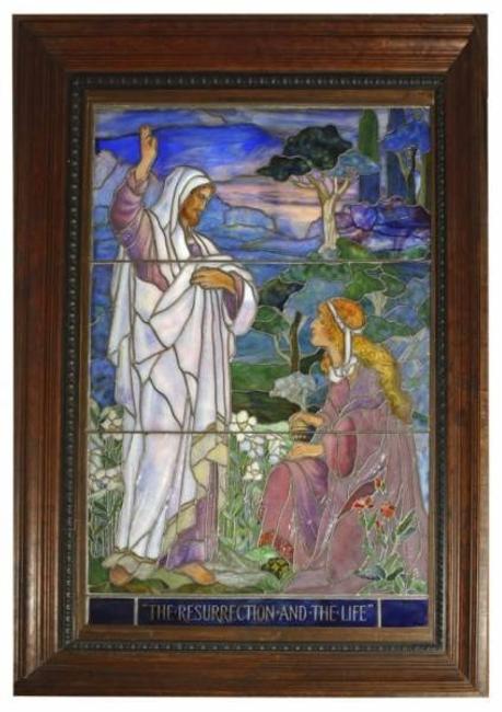 This gorgeous Tiffany Studios leaded stained glass window, 53 inches by 35 inches, will be sold Jan.  11th.