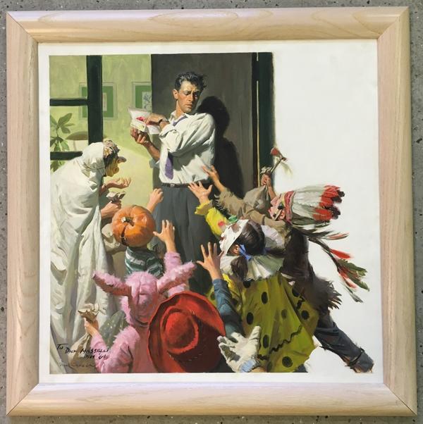 Original paintings will include this original oil on board Halloween scene by Tom Lovell, titled Trick or Treat.