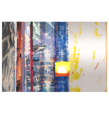 Sarah Sze, White Flash, 2021.Lithograph, inkjet, silk-screen and watercolor with collage.  Edition of 32.  Courtesy of the Artist and Universal Limited Art Editions (ULAE)