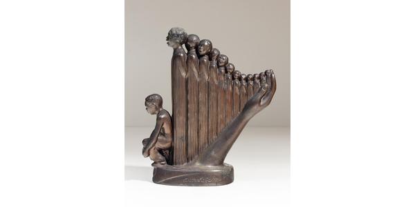 Augusta Savage, The Harp, 1939, bronze, 10¾ x 9½ x 4 inches.  University of North Florida, Thomas G.  Carpenter Library, Special Collections and Archives, Eartha M.  M.  White Collection.  