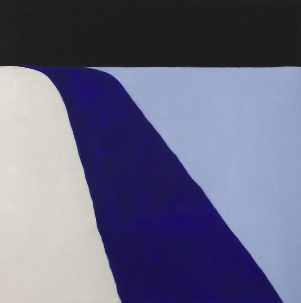 Susan Vecsey, Untitled (Black/Blue), 2015, Oil on linen, 74 x 74 in.  Courtesy Berry Campbell