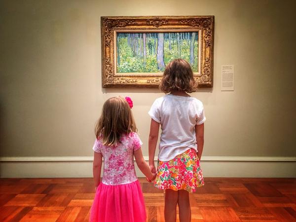 Girls in front of Van Gogh's "Undergrowth with Two Figures." Photo courtesy of Kerry M.  Overstake