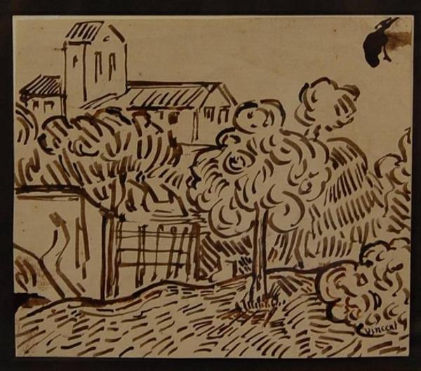 The drawing, titled Garden View of the Church at Auvers, was done in 1890, the same year van Gogh tragically took his own life at age 37.