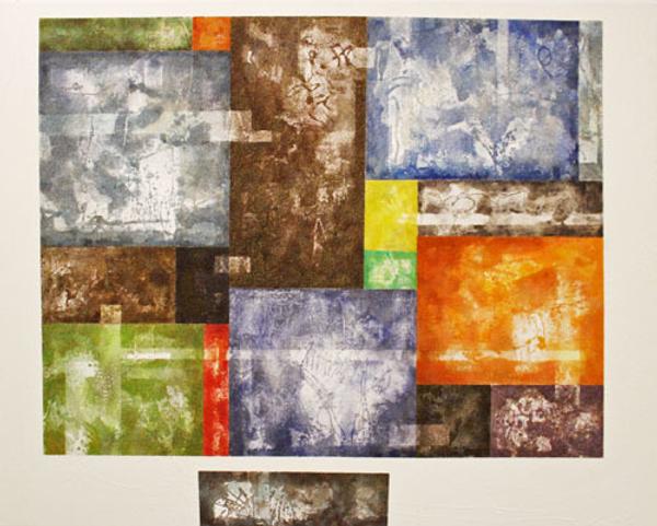 Sand Quilt, 2013, Pigmented sand and acrylic on canvas, 48"x60"