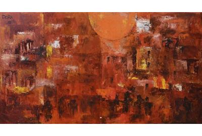 Vasant Dora, Dawn, 2018, Oil on Canvas, diptych, 48'' x 96''