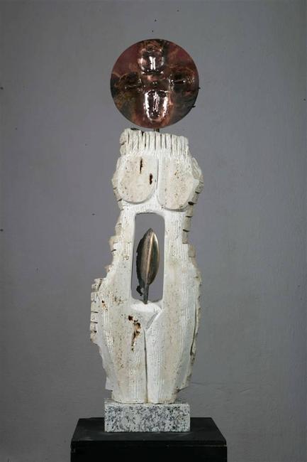 Venceslao Mascia, Assillo del Potere, Carrara Marble, Obsidian and Copper, 27.5'' x 12''