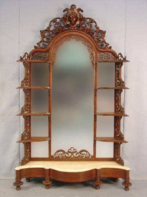 This lovely rosewood Victorian etagere, circa 1855, 7 feet 2 inches tall, will be sold Oct.  18.