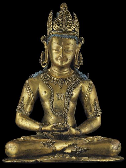 Gilt bronze figure of the Bonpo deity Kunzang Ahkor