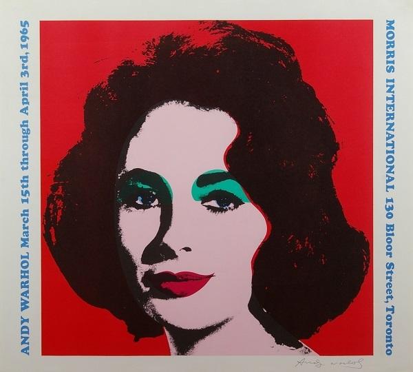 ‘Liz Taylor’ by Andy Warhol, lithograph on wove paper poster, 24¾” x 28”, printed in colour 1965,