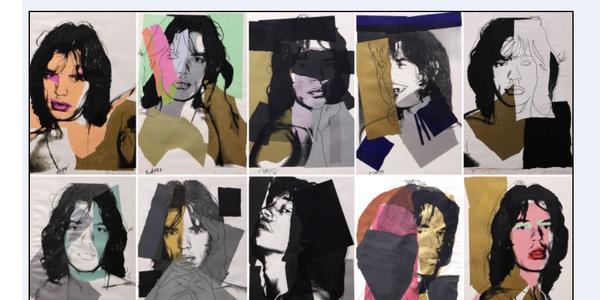 Rare Andy Warhol (American, 1928-1987), “Mick Jagger” complete portfolio of ten screen prints.  This suite of prints sold for a record breaking total price of $817,000.