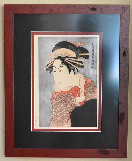 This Japanese "Big Head" woodblock print of a Kabuki actor by the artist Sharaku will be sold at auction Sept.  27.