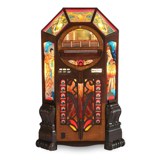 Wurlitzer “Victory” jukebox from 1942, professionally restored and serviced, 65 ½ inch tall, an Art Deco masterpiece and one of Wurlitzer’s most recognizable models (CA$6,900).