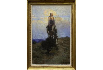 N.C.  Wyeth (1882-1945), He Rode Away, Following a Dim Trail Among the Sage, 1909, oil on canvas, 38 x 25, Estimate: $500,000–$700,000