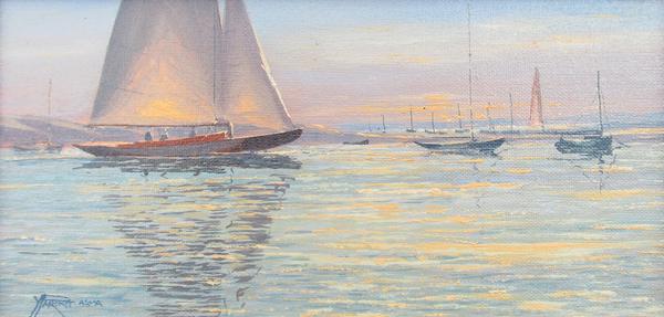 Yves Parent, Watch Hill Harbor, Afternoon Light, Oil