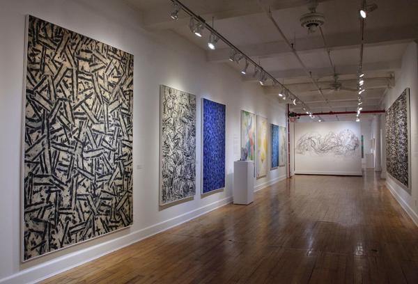 Installation view with works by Young Sup Han, Young Hie Nam and Sylvia Wald